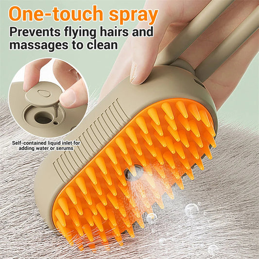 Cat Steam Brush Steamy Dog Brush 3 In 1 Electric Spray Cat Hair Brushes For Massage Pet