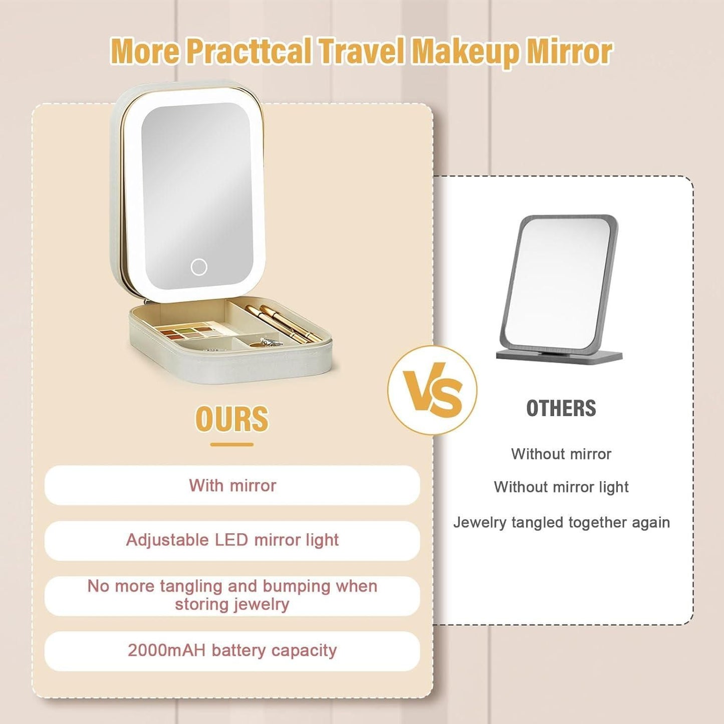 Vanity Makeup Box with LED Mirror