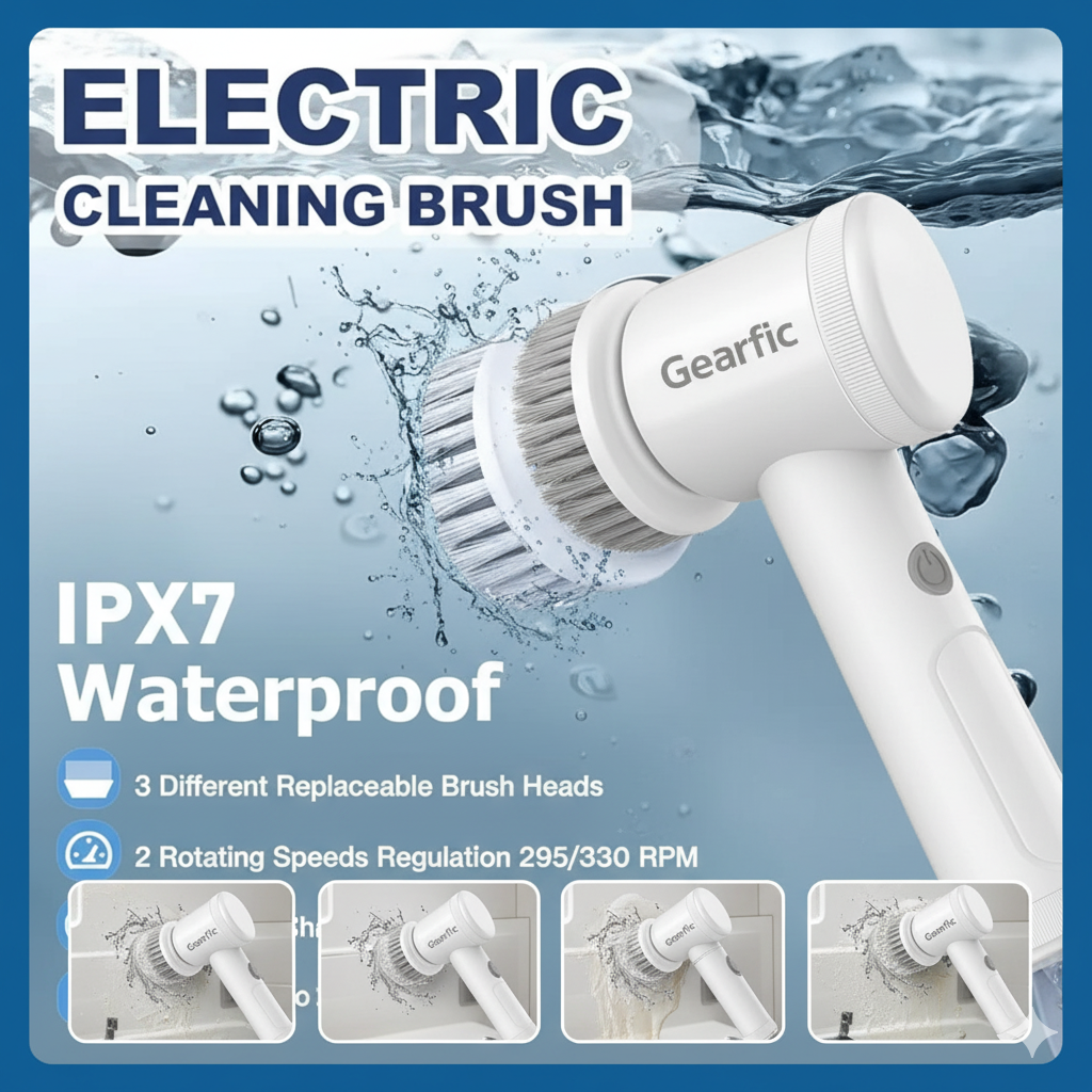 Gearscrub™ 5 in 1 Spin Brush For Tiles, Corner& More| Daily Cleaning