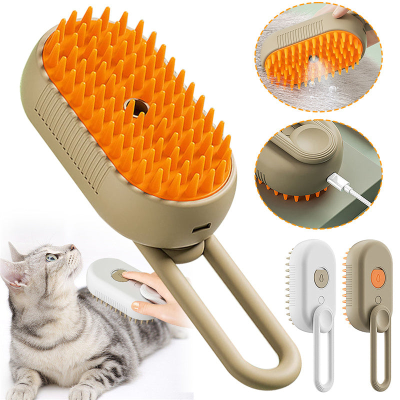 Cat Steam Brush Steamy Dog Brush 3 In 1 Electric Spray Cat Hair Brushes For Massage Pet