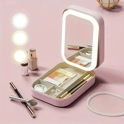 Vanity Makeup Box with LED Mirror